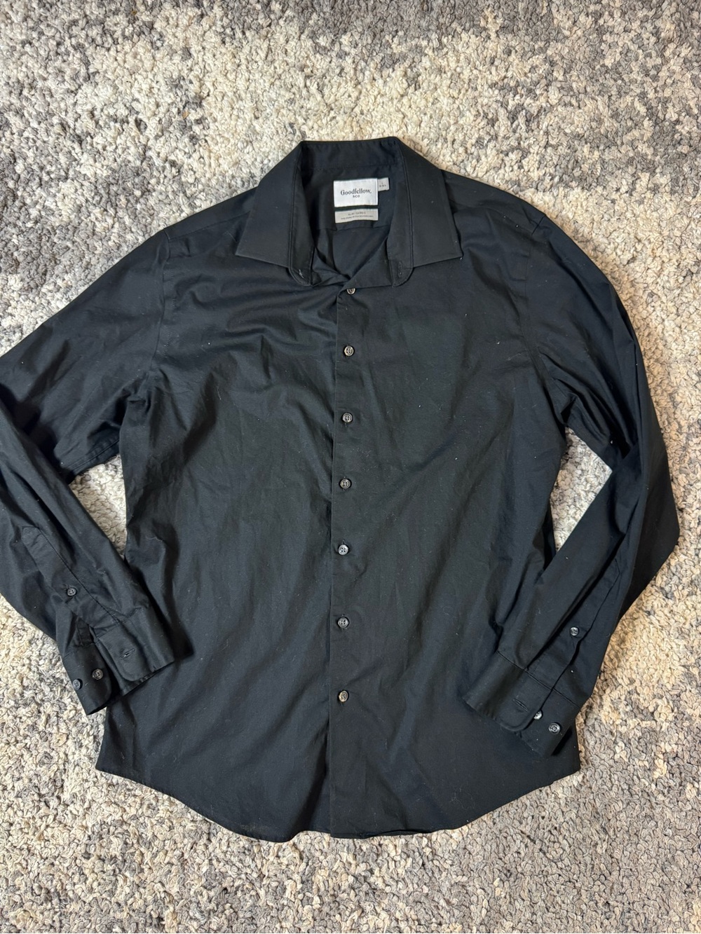Goodfellow & Co, Mens Black Long Sleeve Button Down Shirt, Large
